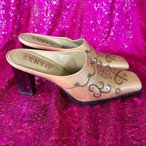 👡VINTAGE Franco Sarto Leather Mule Heel Slides